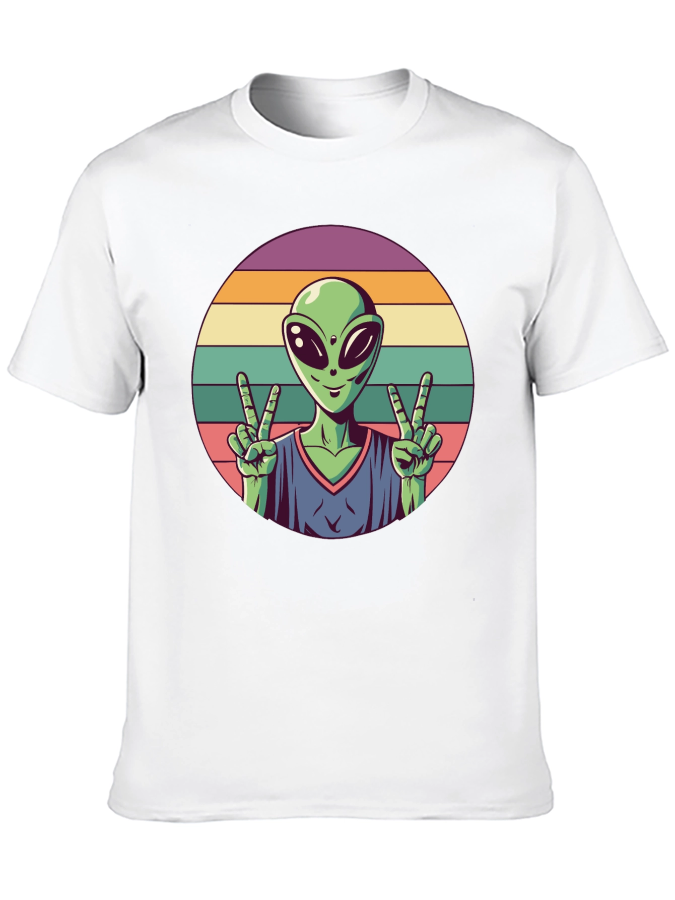 Retro Alien Peace Sign Graphic Tee