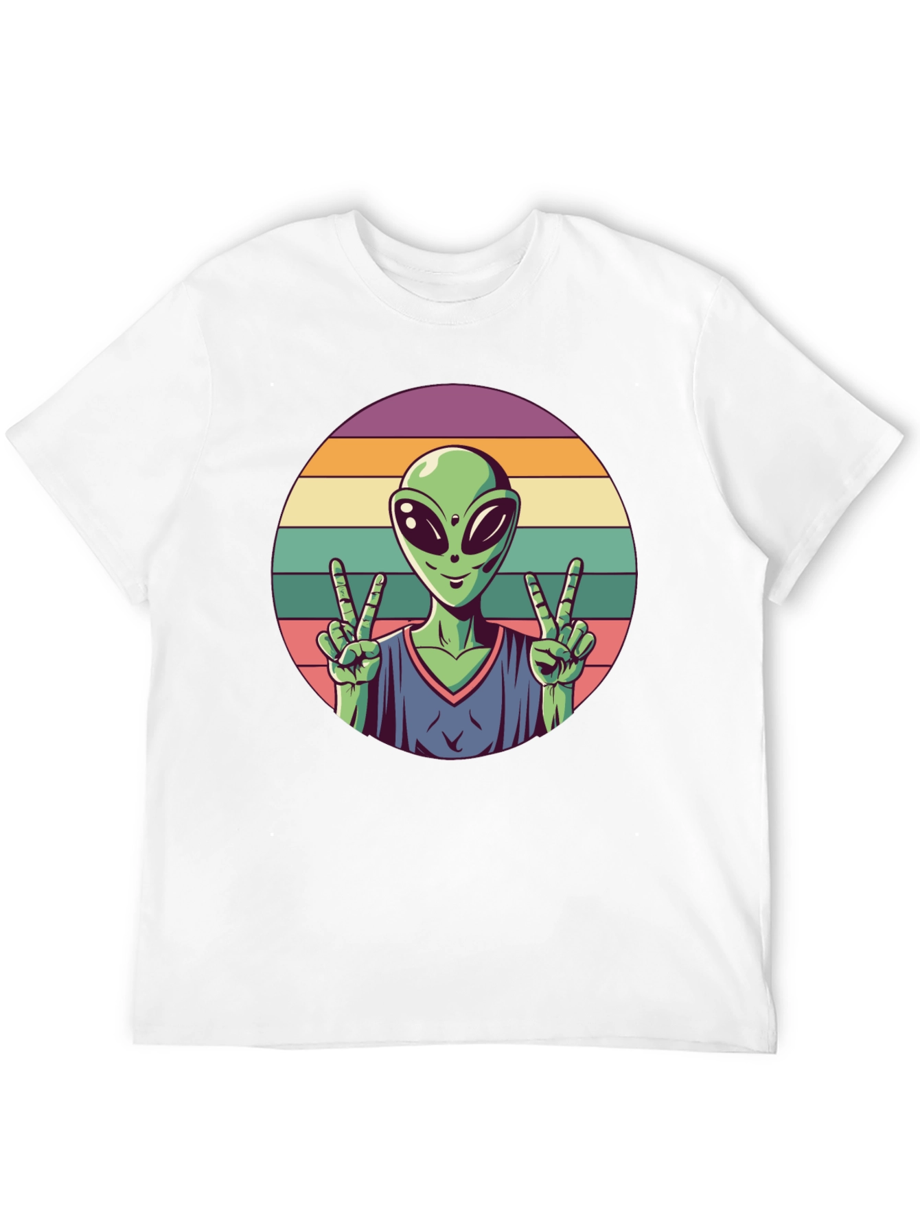Retro Alien Peace Sign Graphic Tee