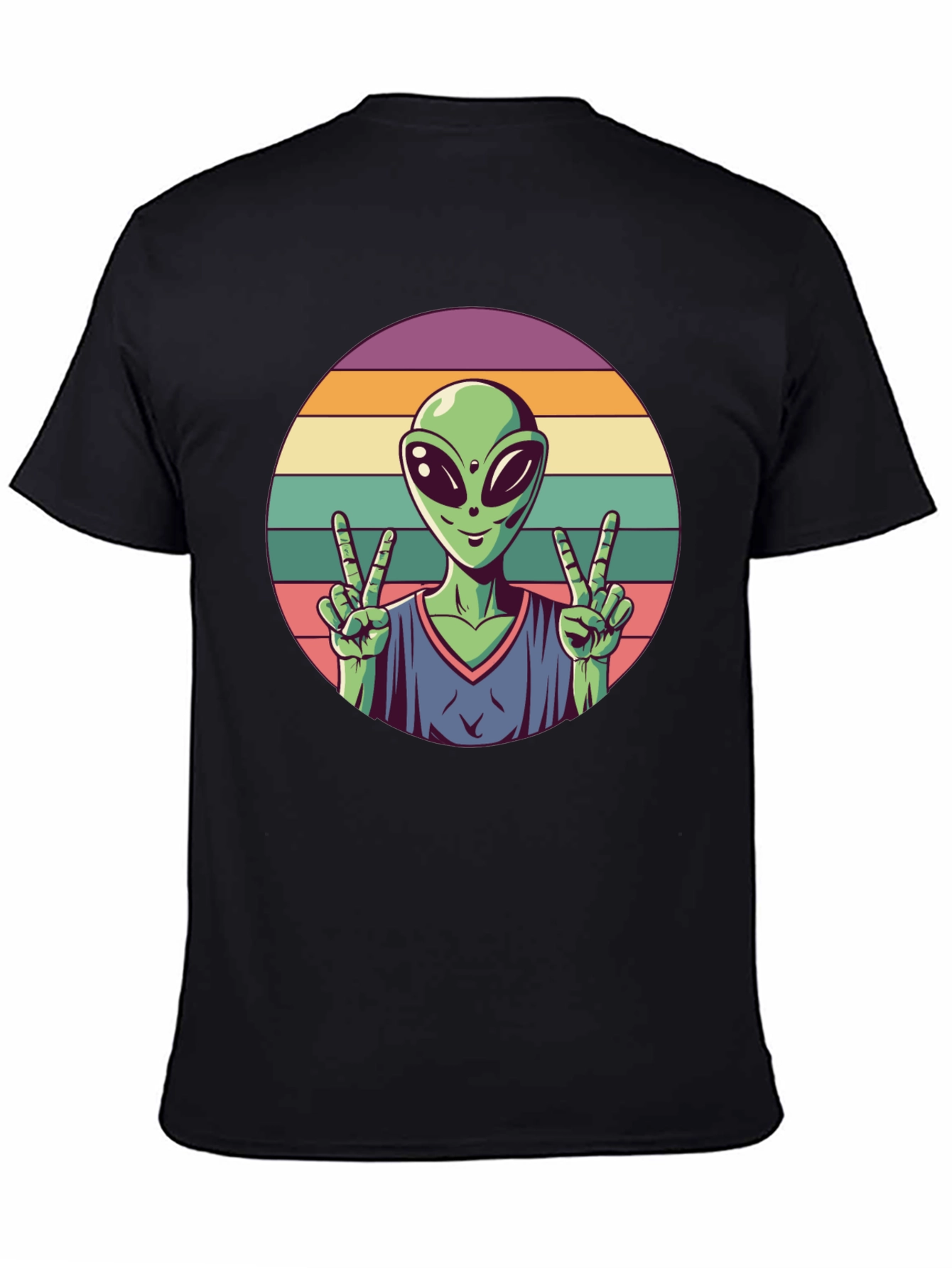Retro Alien Peace Sign Graphic Tee