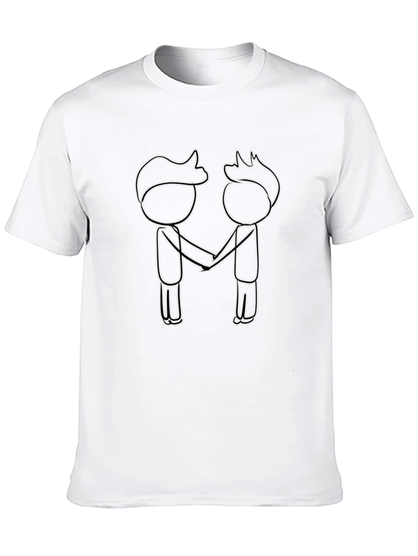 Black T-Shirt with Stick Figure Handshake Design
