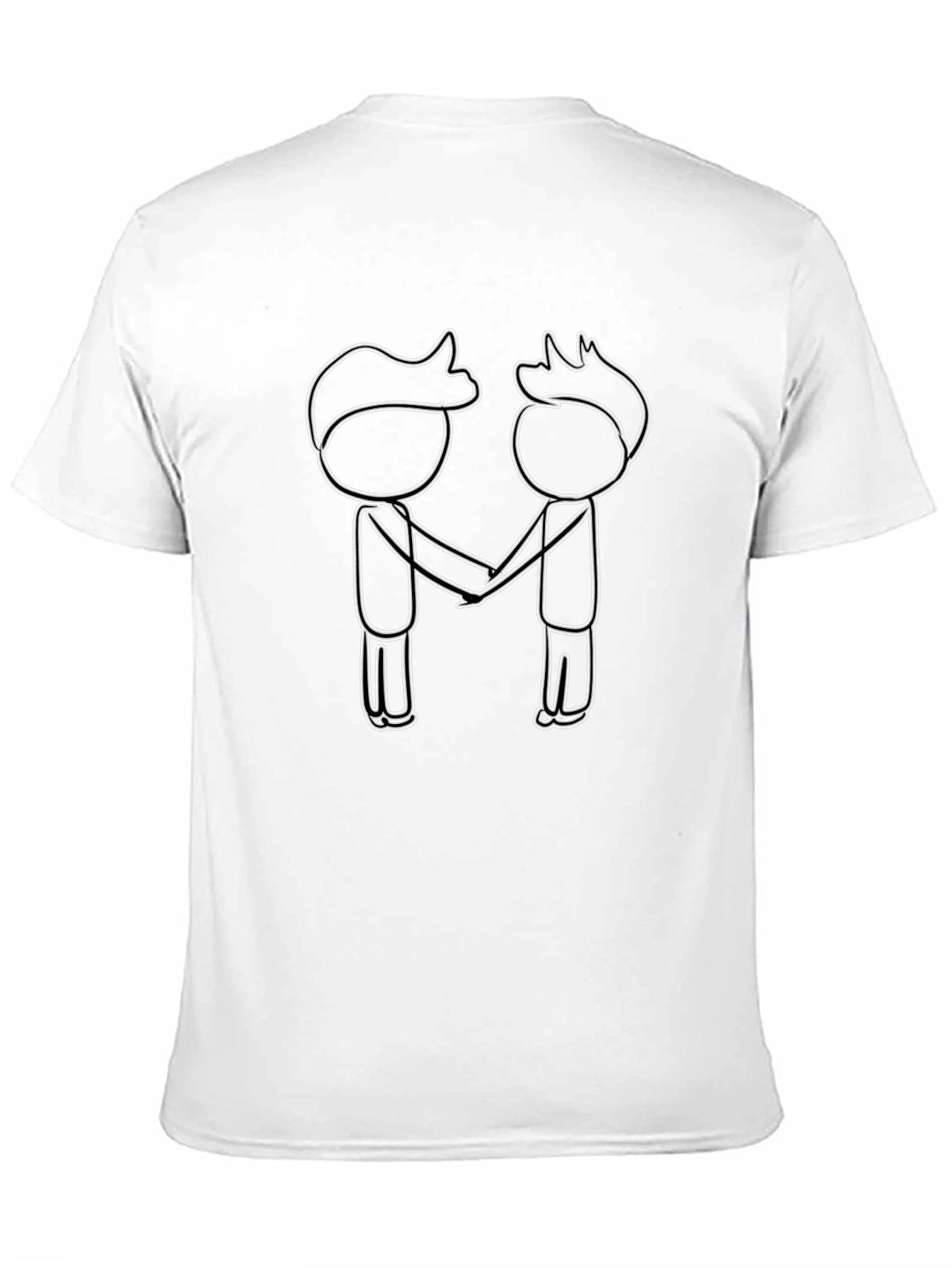 Black T-Shirt with Stick Figure Handshake Design