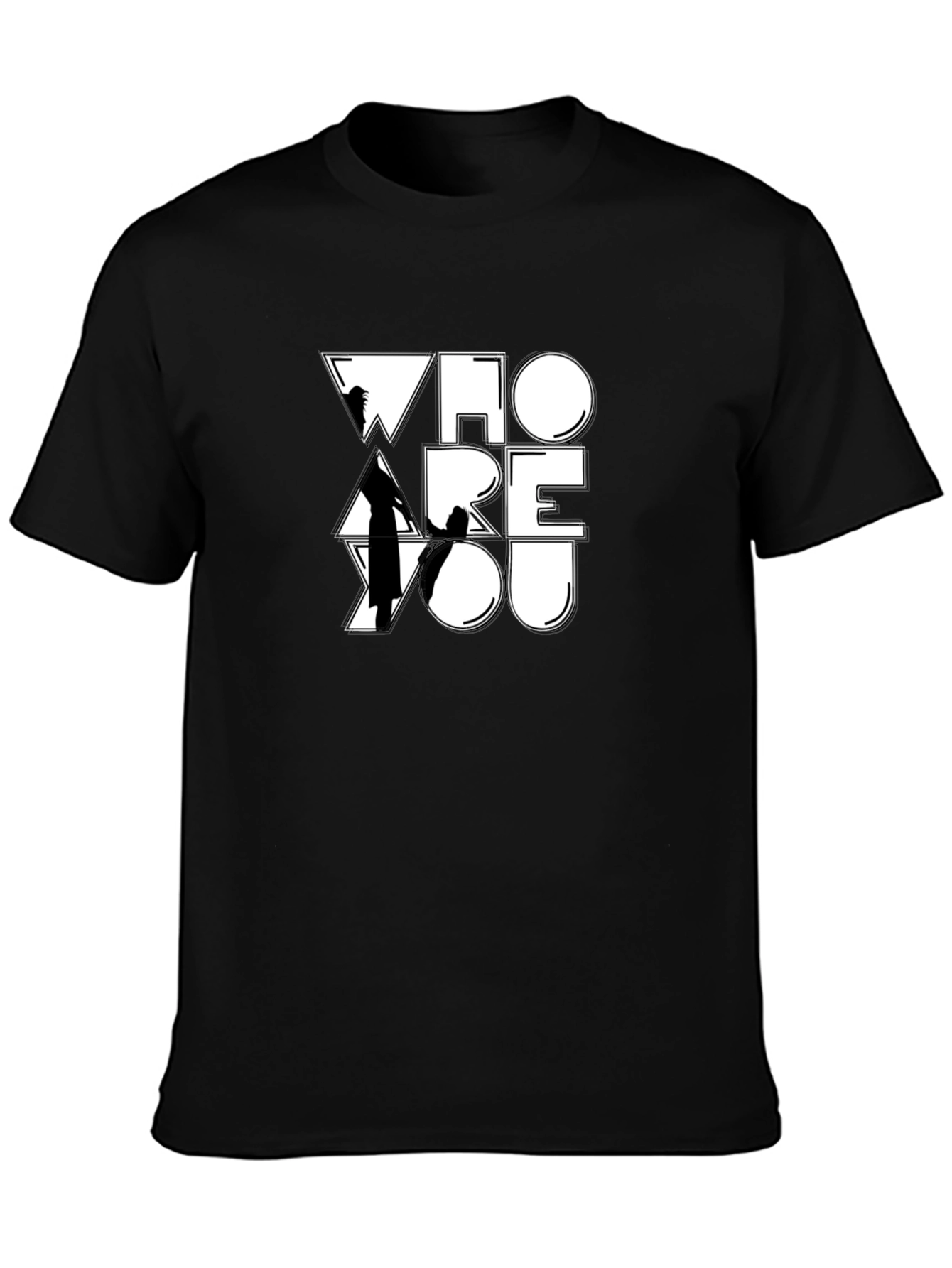 Who Are You Graphic Print Black T-Shirt