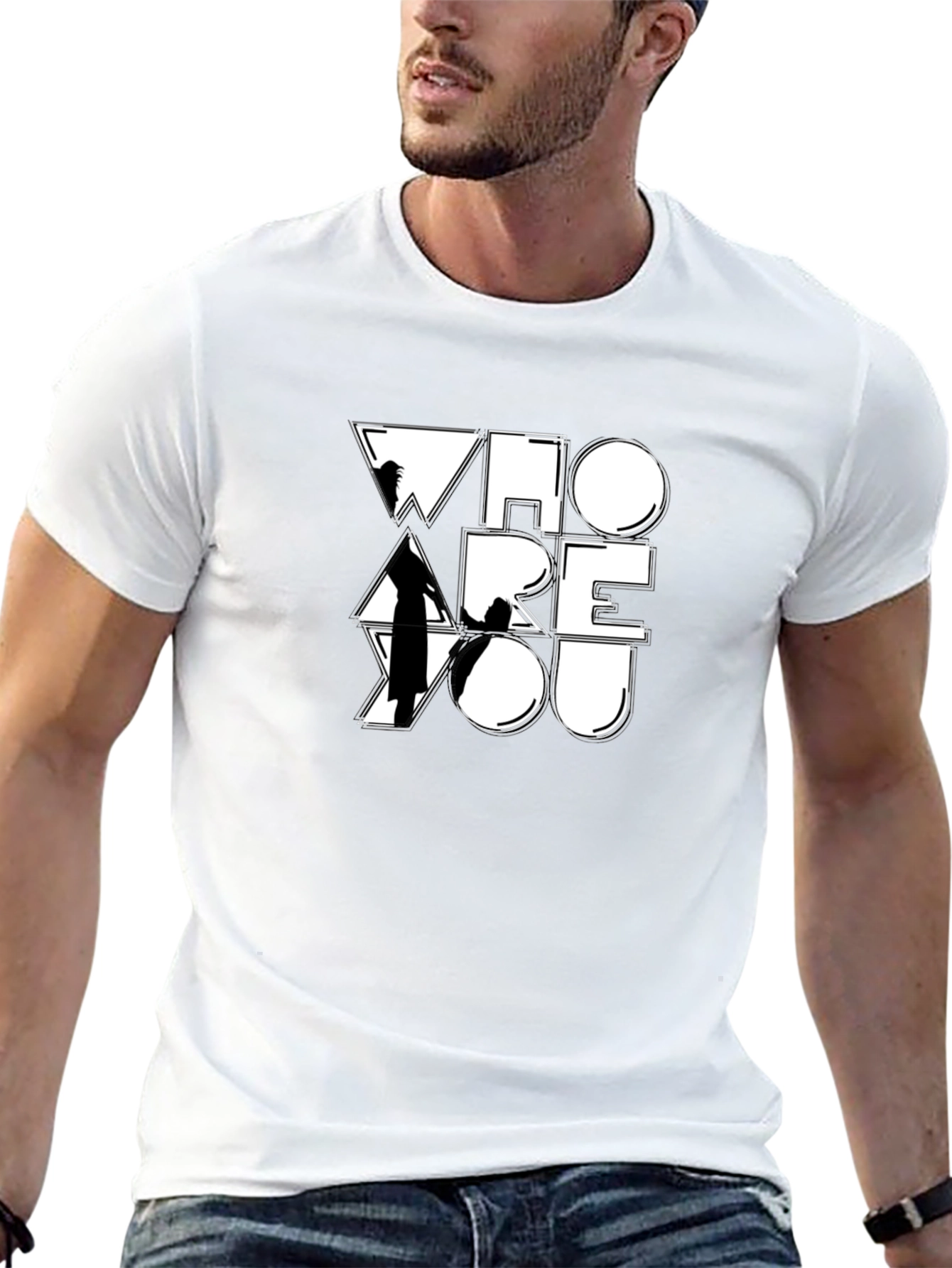 Who Are You Graphic Print Black T-Shirt