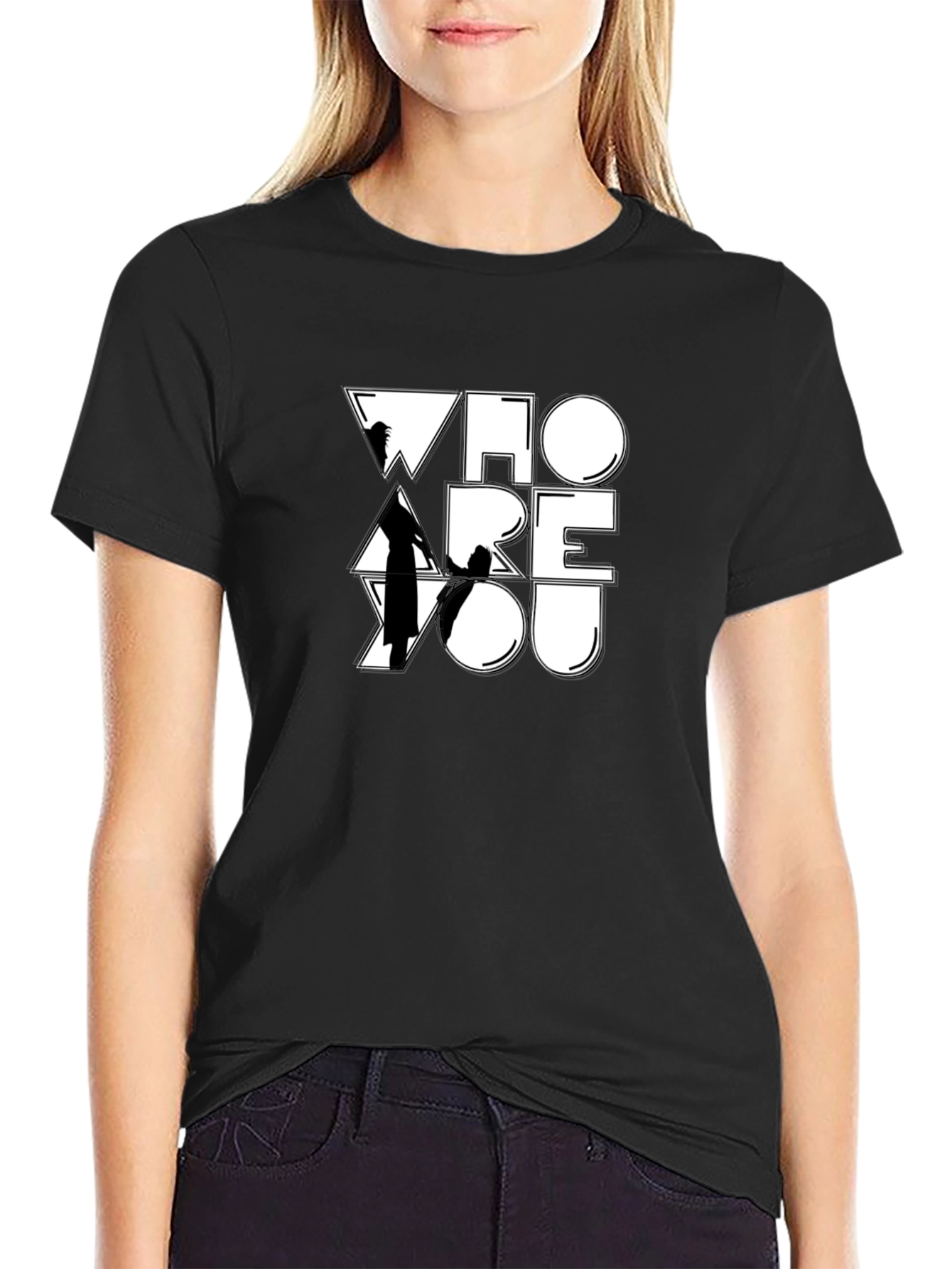 Who Are You Graphic Print Black T-Shirt