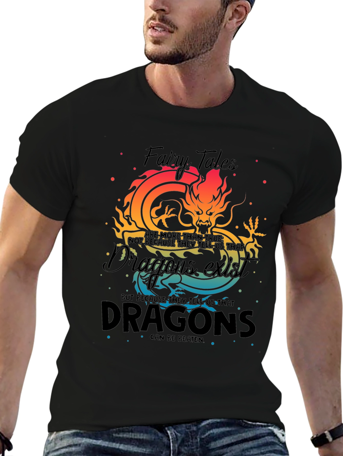 Fantasy Dragon Graphic Tee - Fairy Tales Dragon Exist
