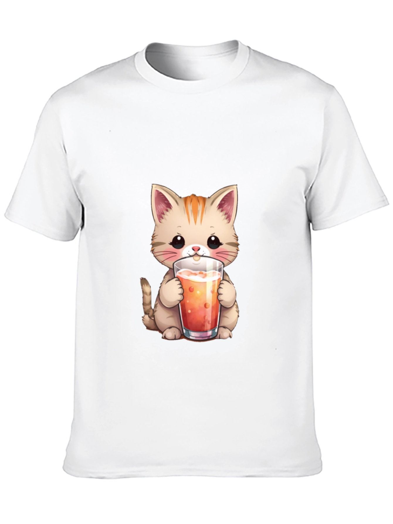 Cute Cat Drinking Juice T-Shirt