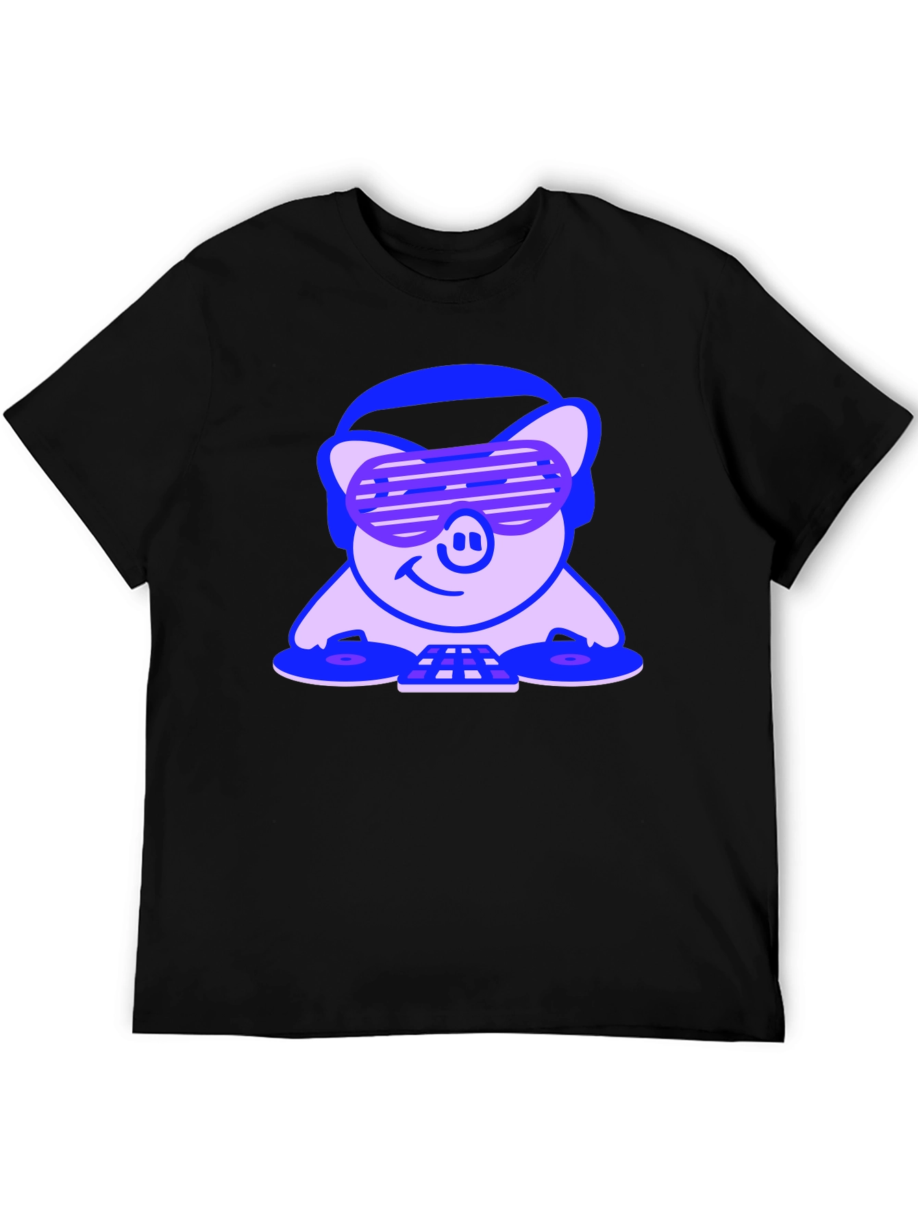 DJ Pig Graphic Tee - Black Cotton T-Shirt