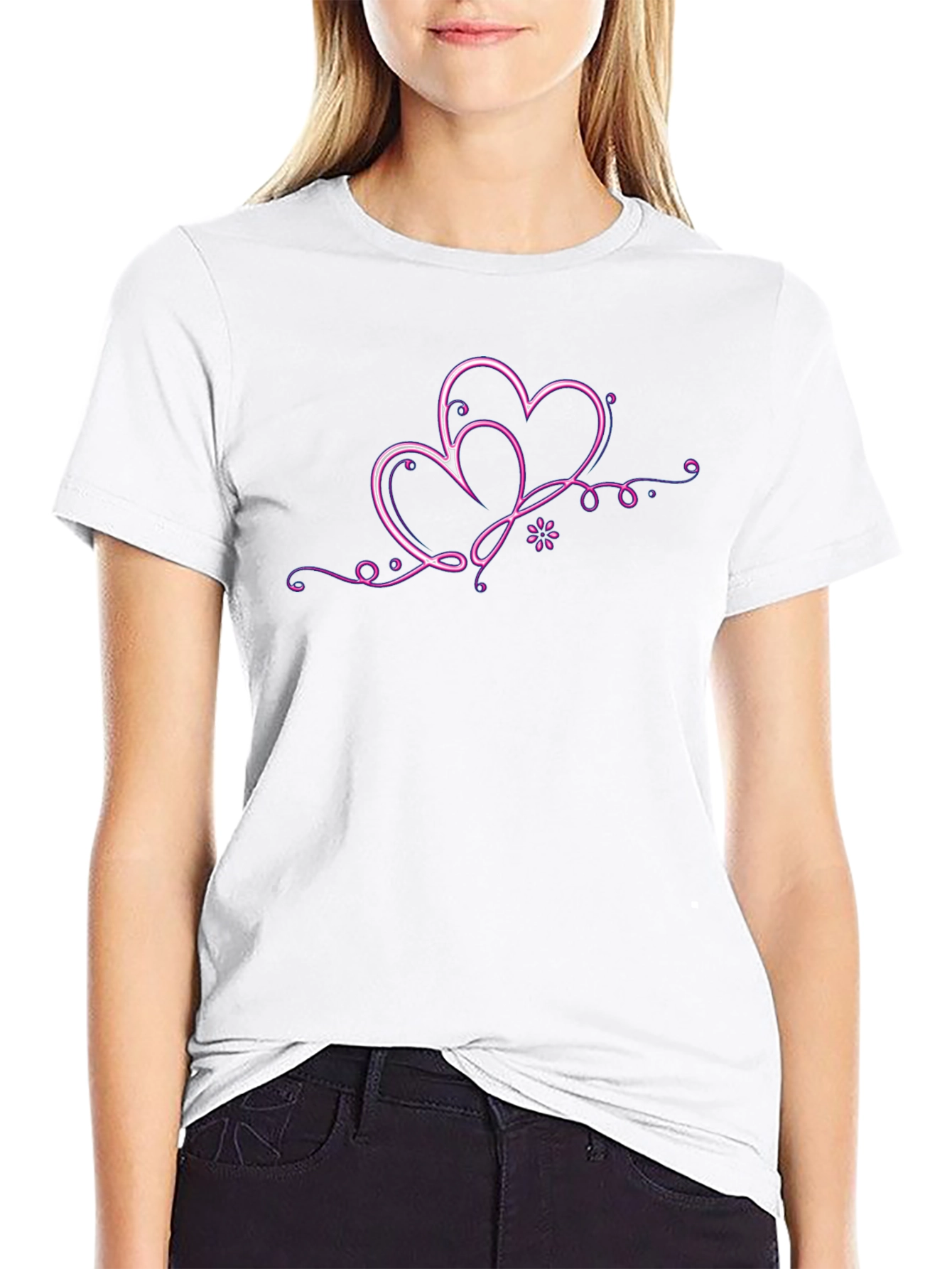 Neon Hearts Black T-Shirt