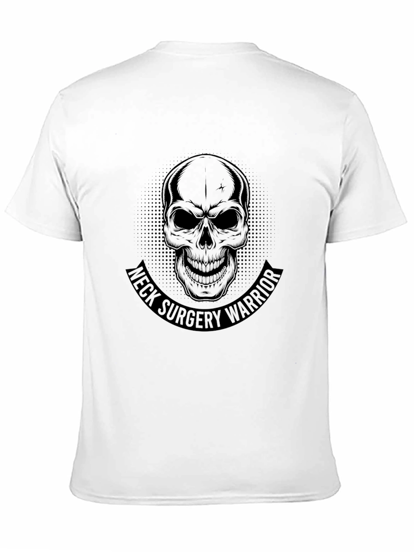 Neck Surgery Warrior Skull Graphic Black T-Shirt