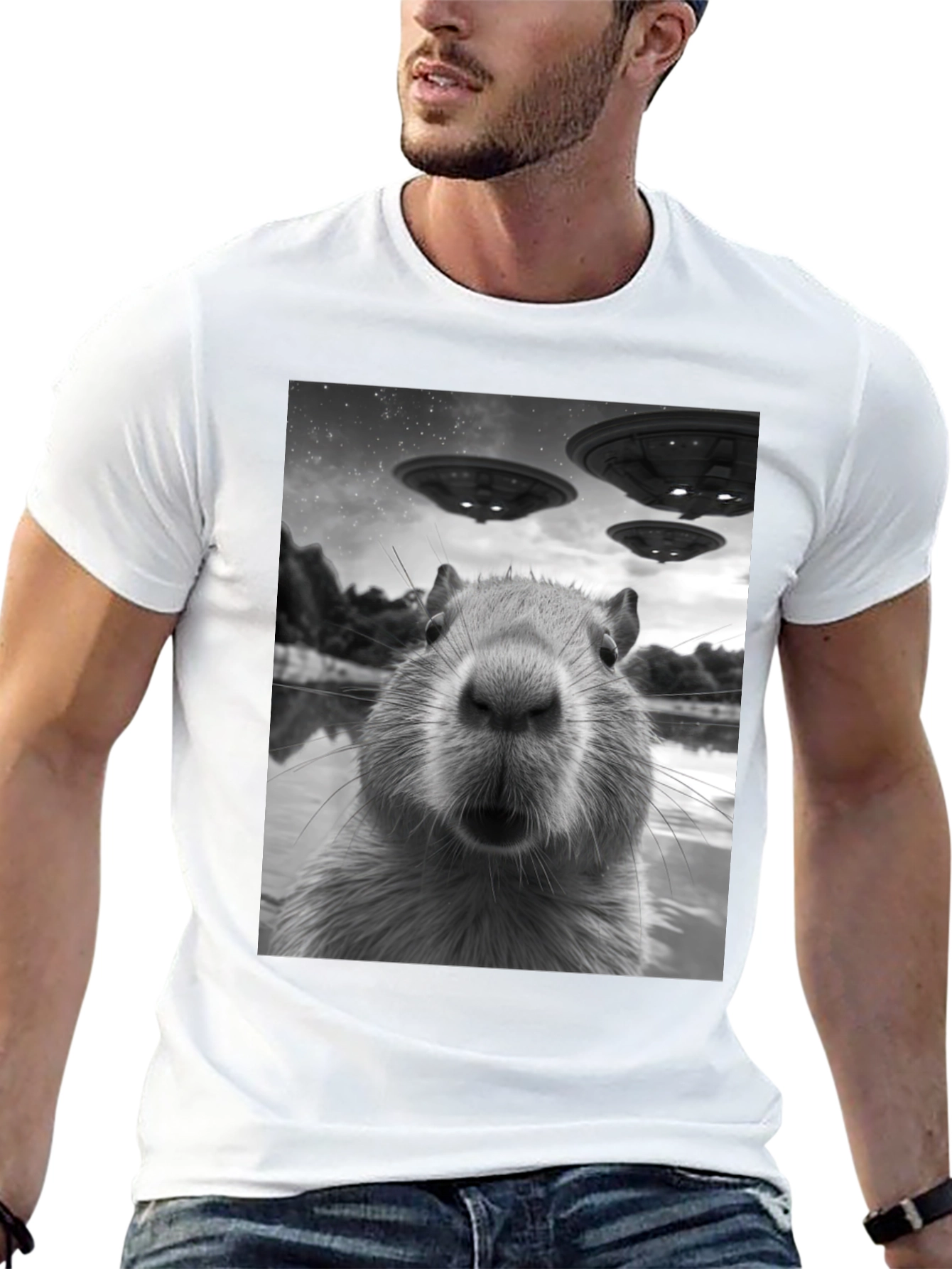 Capybara UFO Graphic Tee - Black