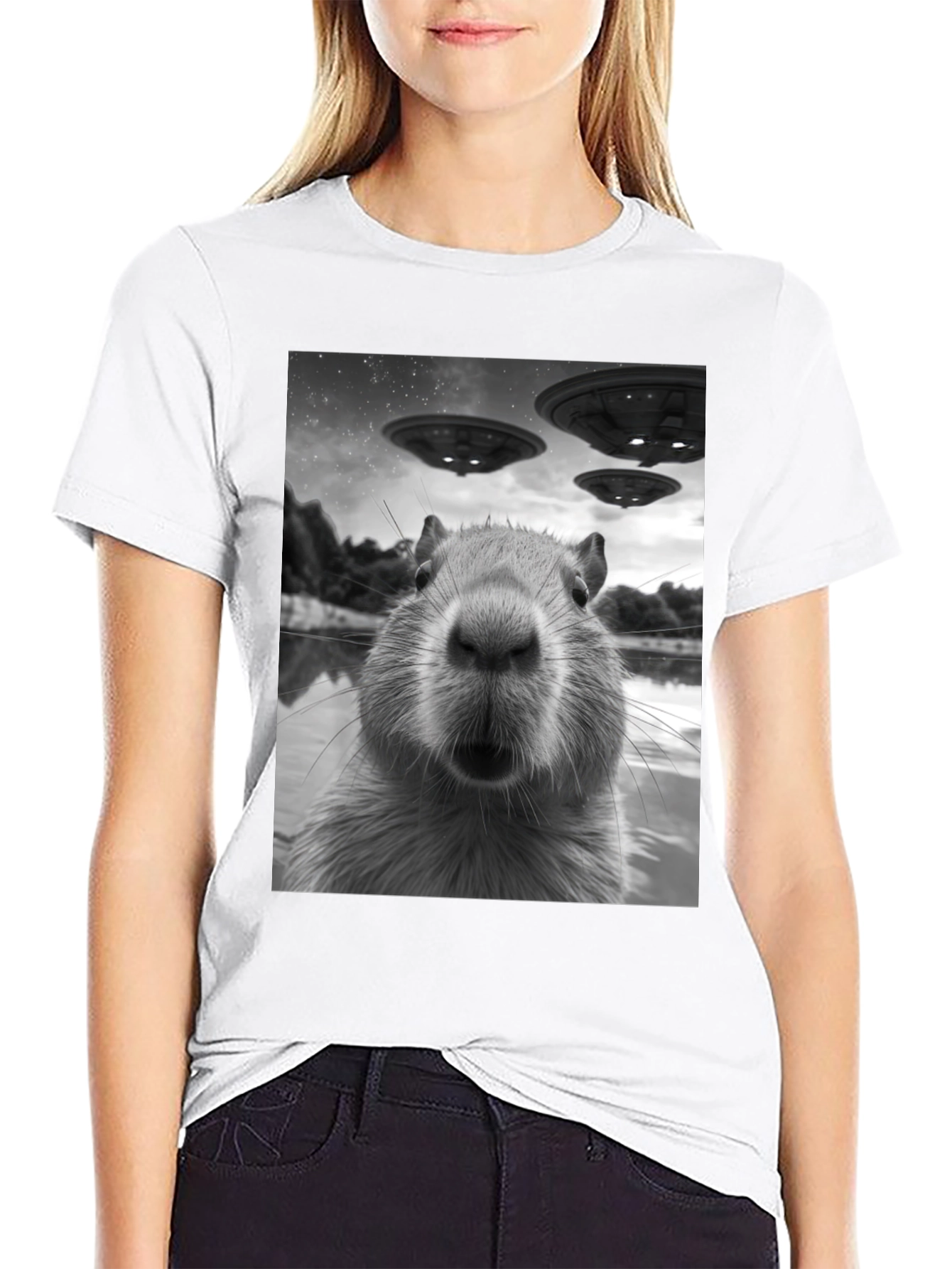Capybara UFO Graphic Tee - Black