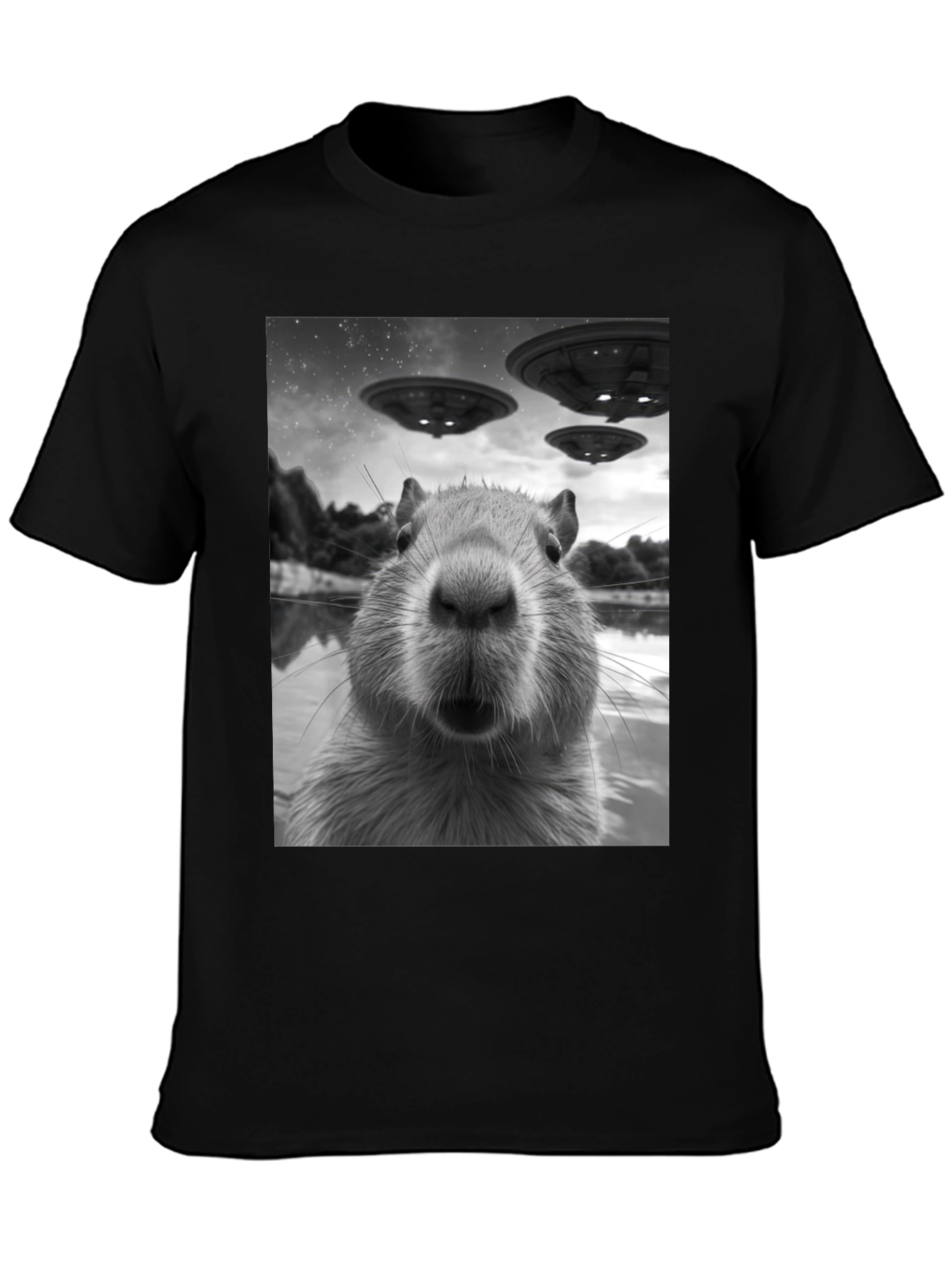 Capybara UFO Graphic Tee - Black