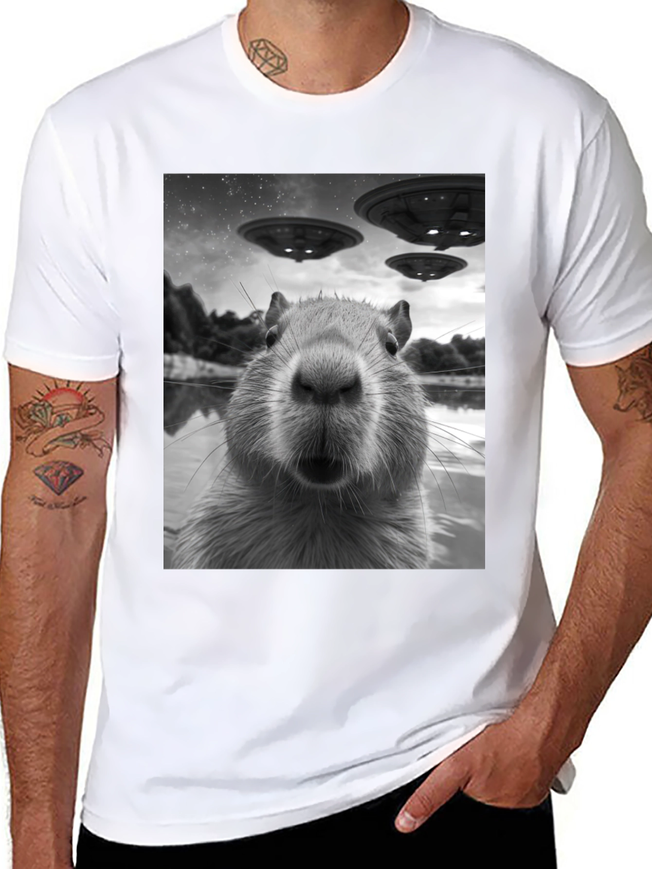 Capybara UFO Graphic Tee - Black