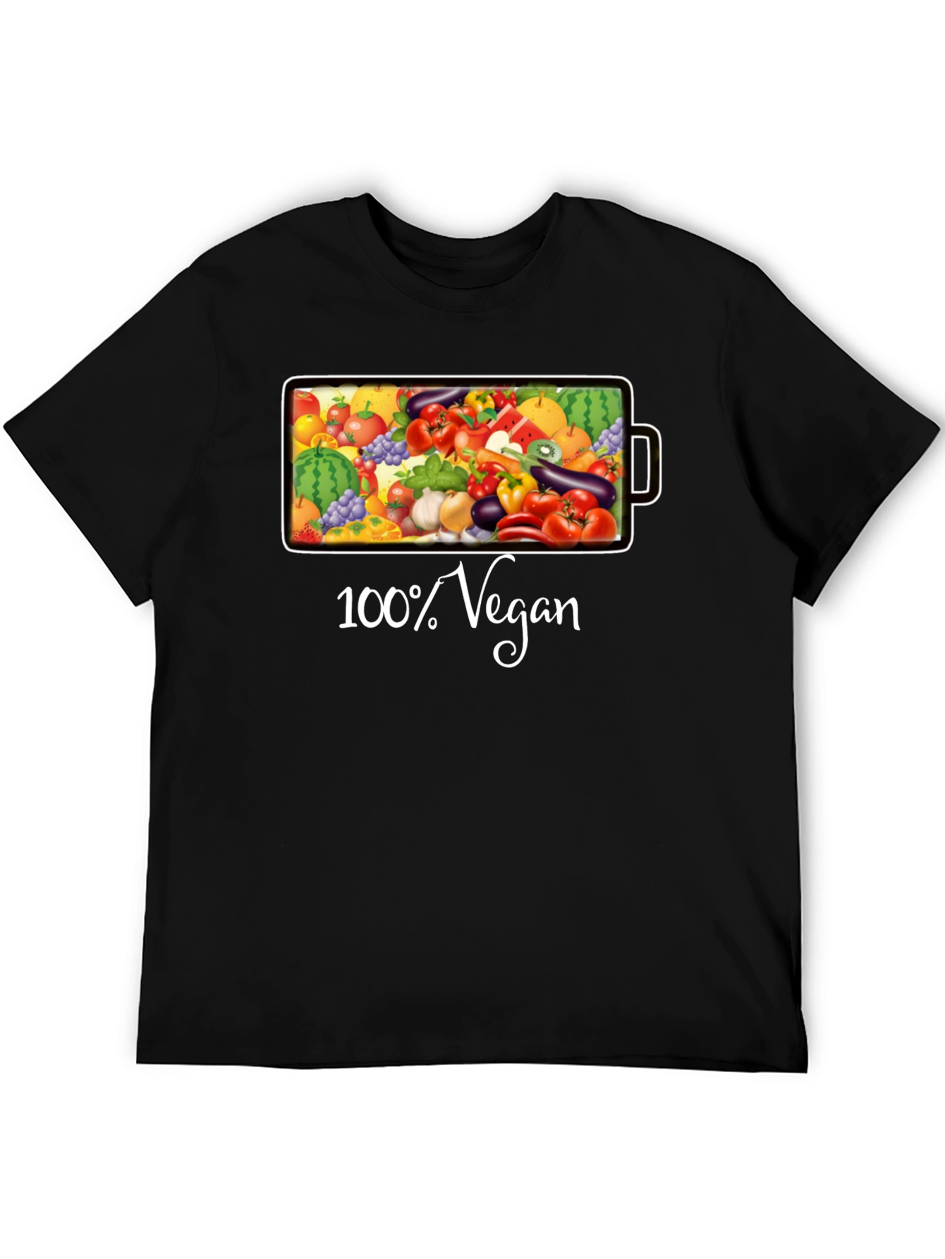 100% Vegan Black Graphic T-Shirt