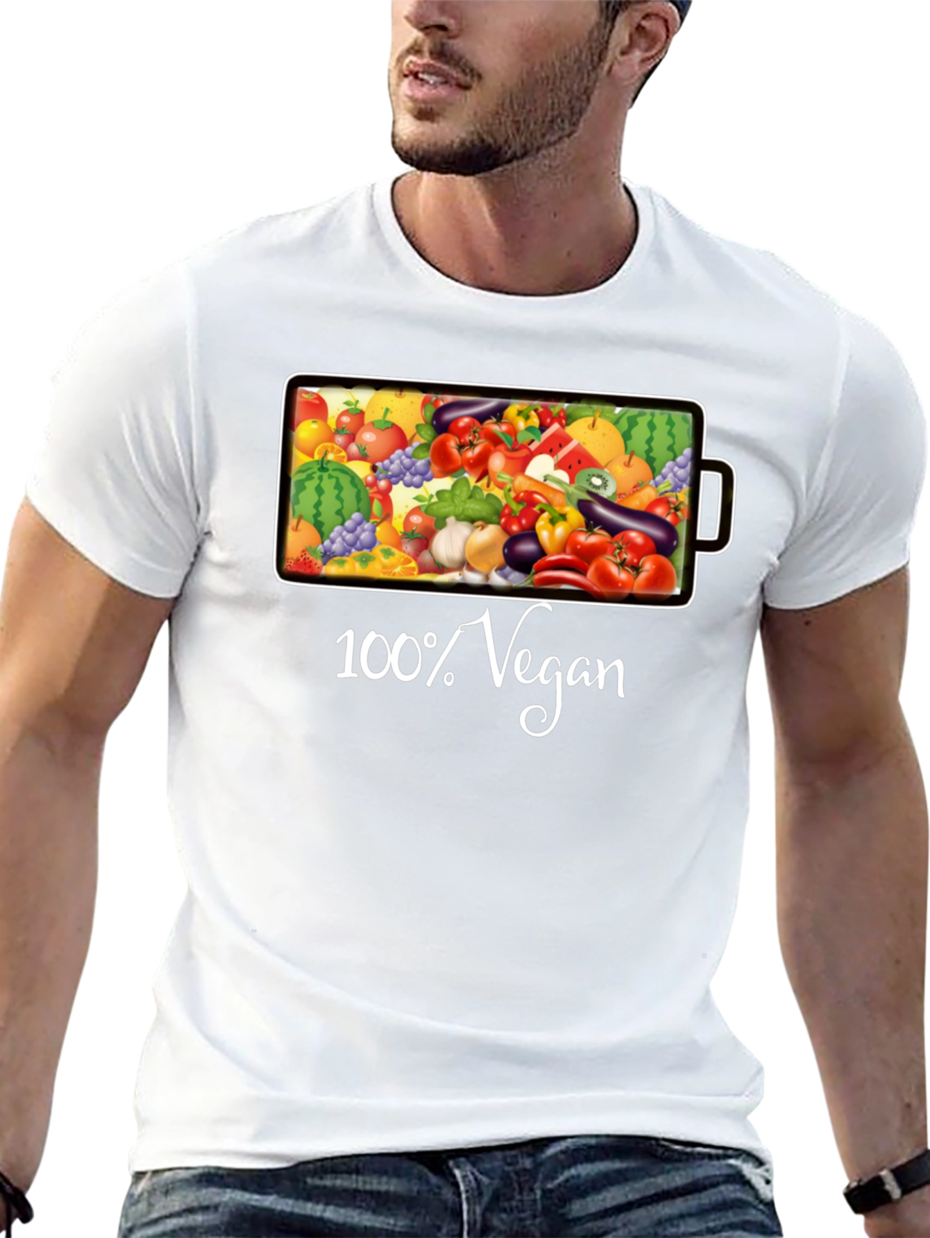 100% Vegan Black Graphic T-Shirt