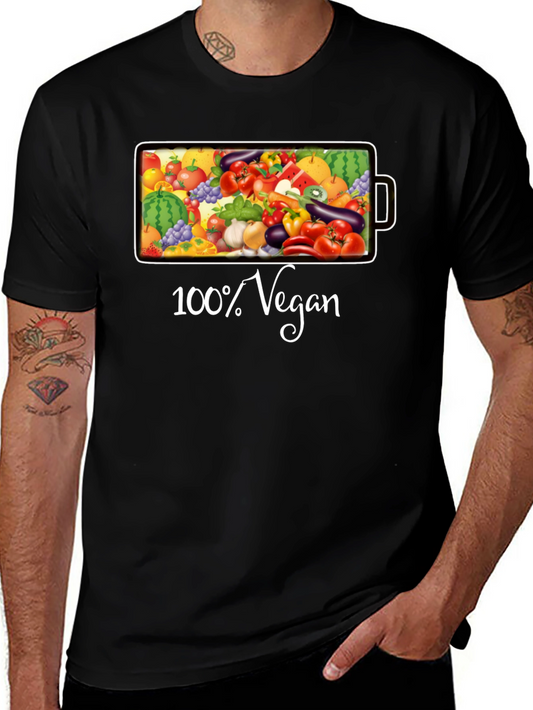 100% Vegan Black Graphic T-Shirt