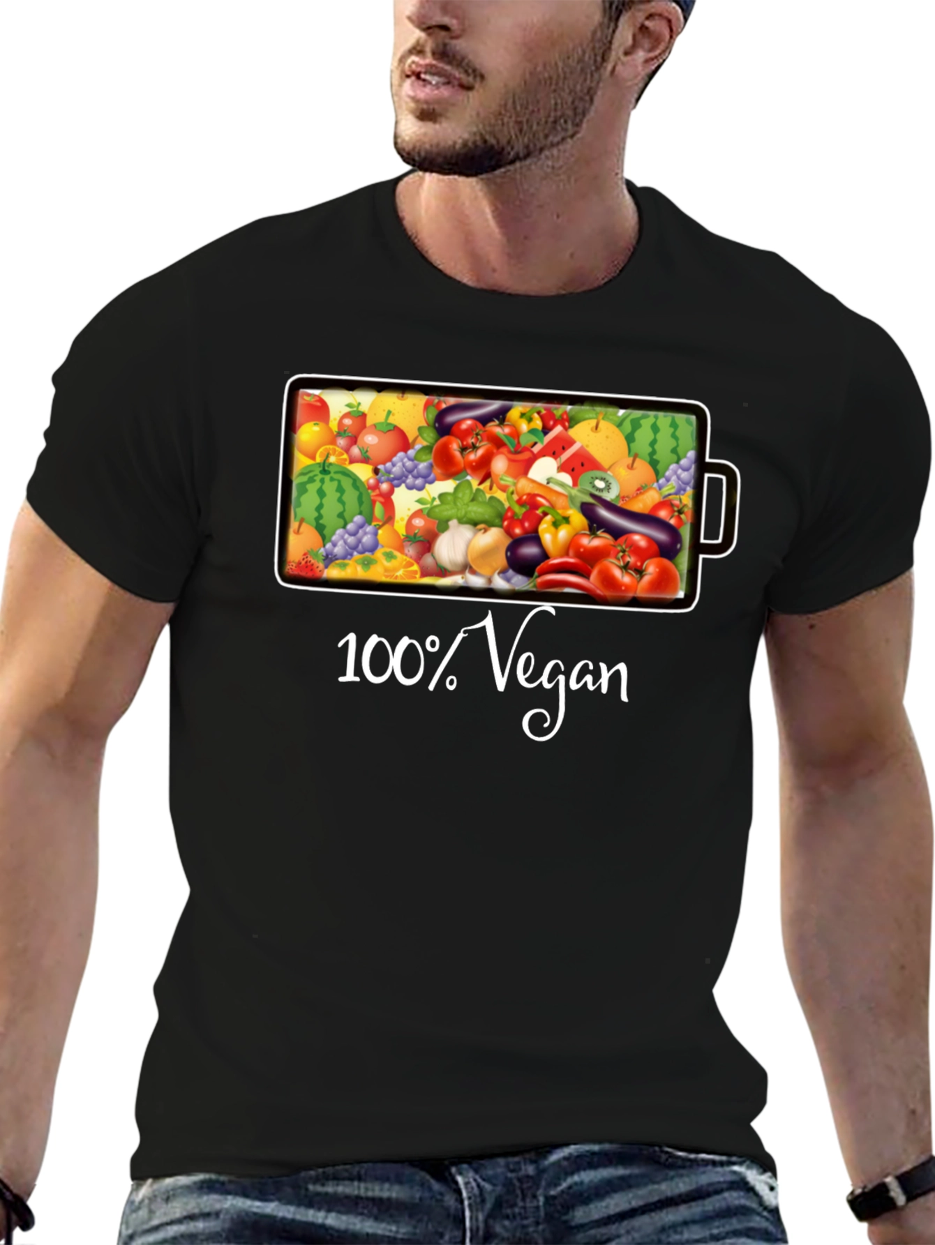 100% Vegan Black Graphic T-Shirt