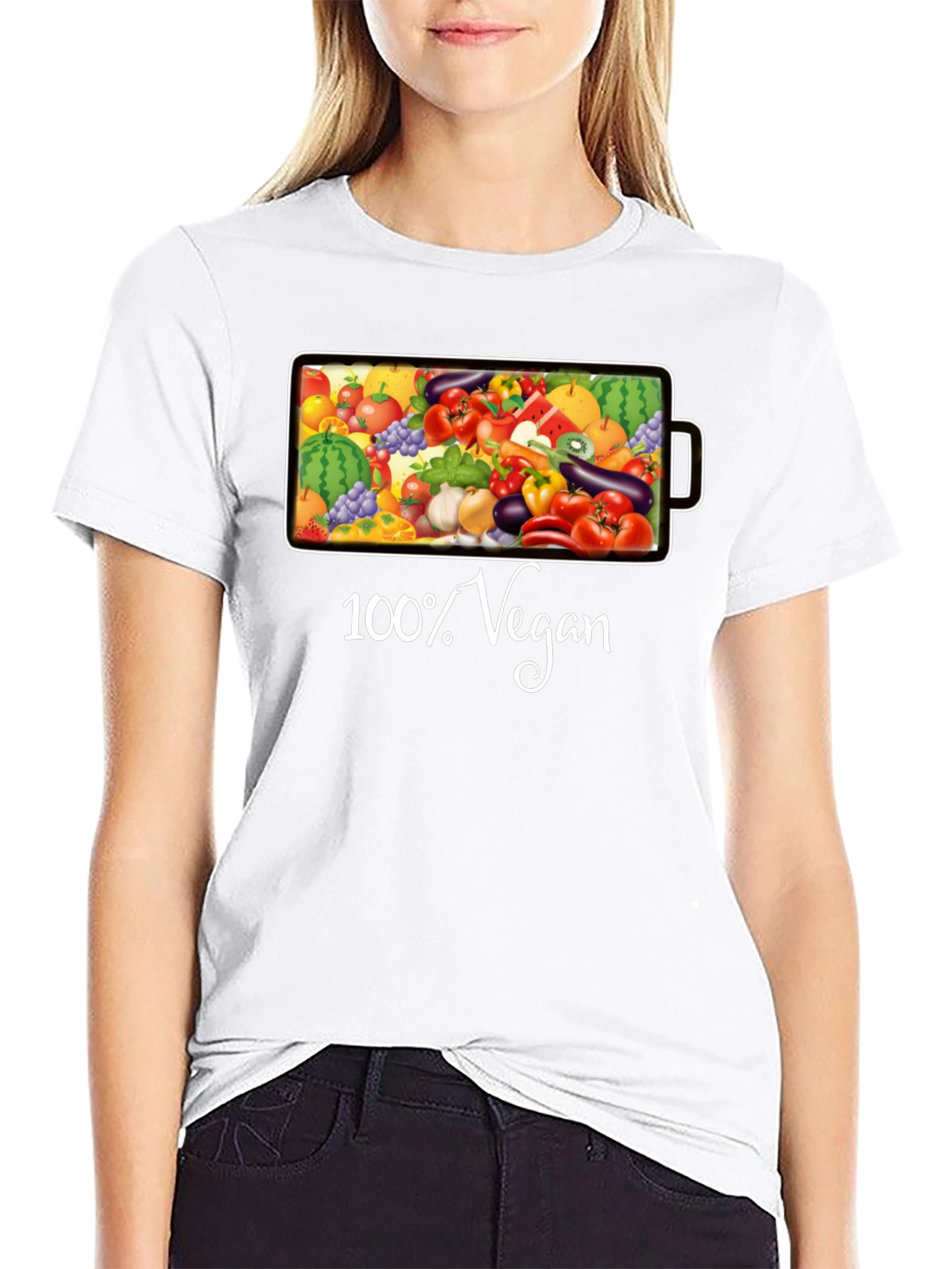 100% Vegan Black Graphic T-Shirt