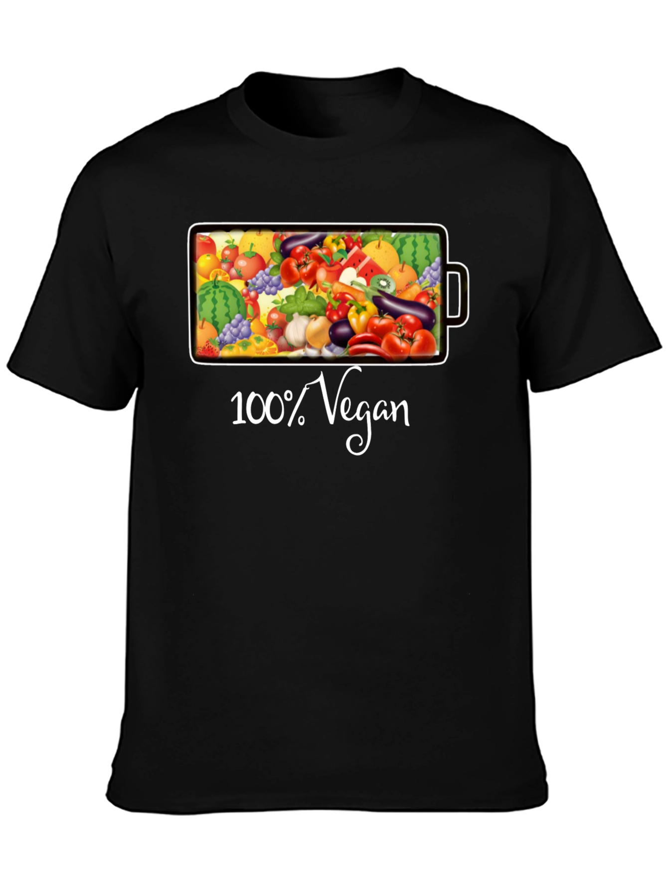100% Vegan Black Graphic T-Shirt