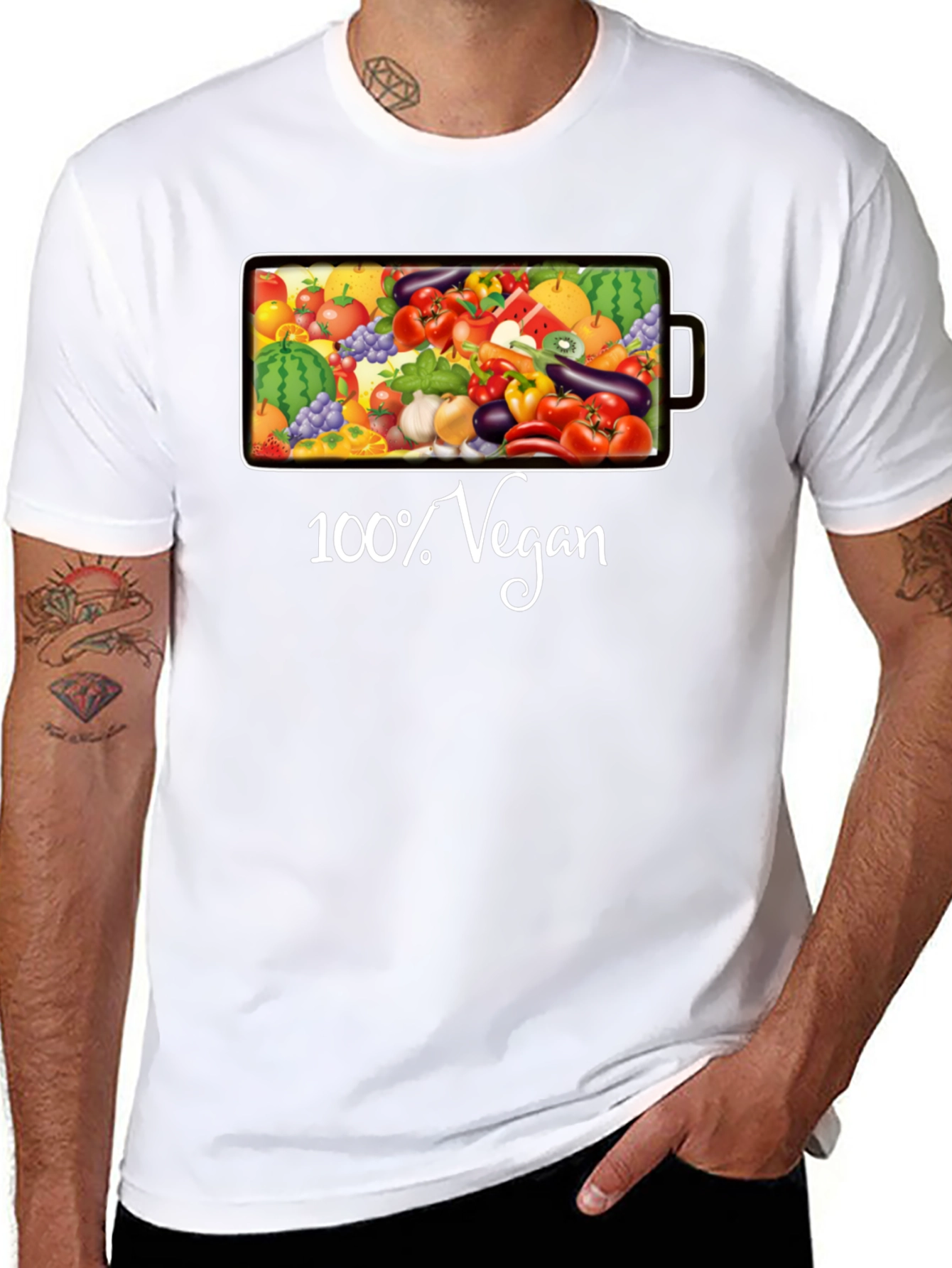 100% Vegan Black Graphic T-Shirt