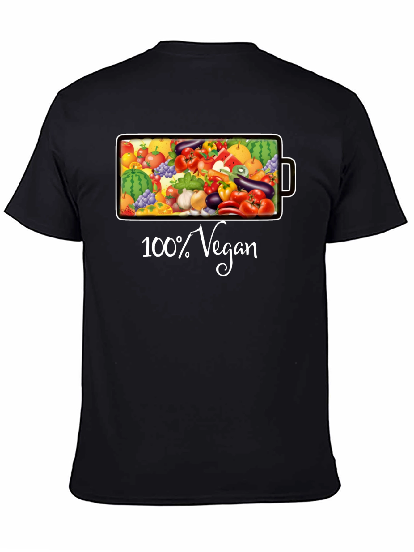 100% Vegan Black Graphic T-Shirt