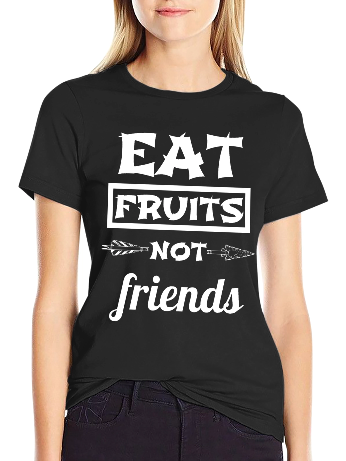 Eat Fruits Not Friends Black Graphic Tee