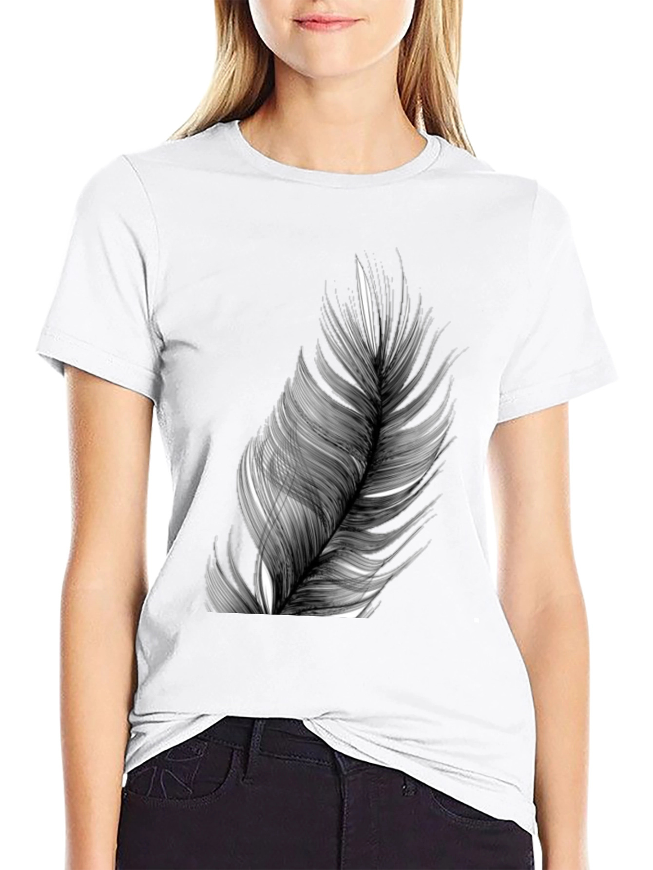 Feather Graphic Black T-Shirt