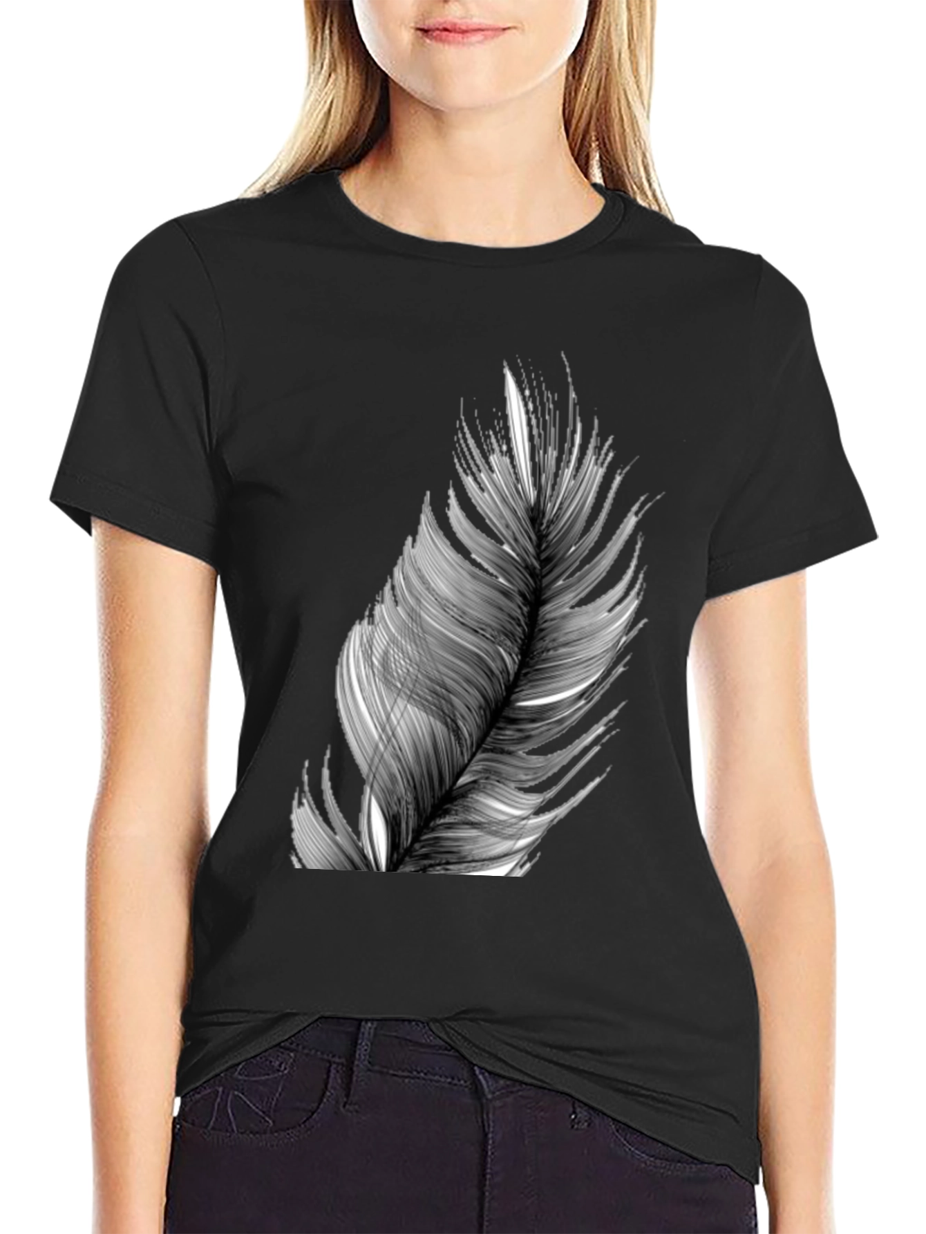 Feather Graphic Black T-Shirt