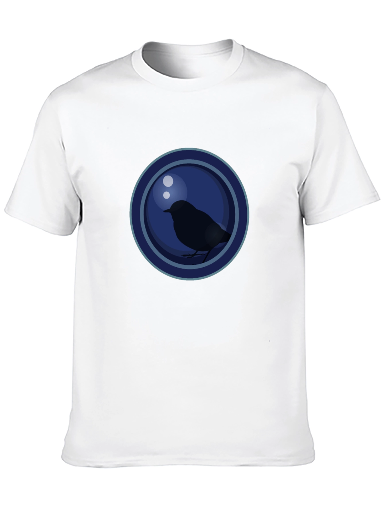 Stylish Bird Graphic T-Shirt - Dark Blue Circle Design
