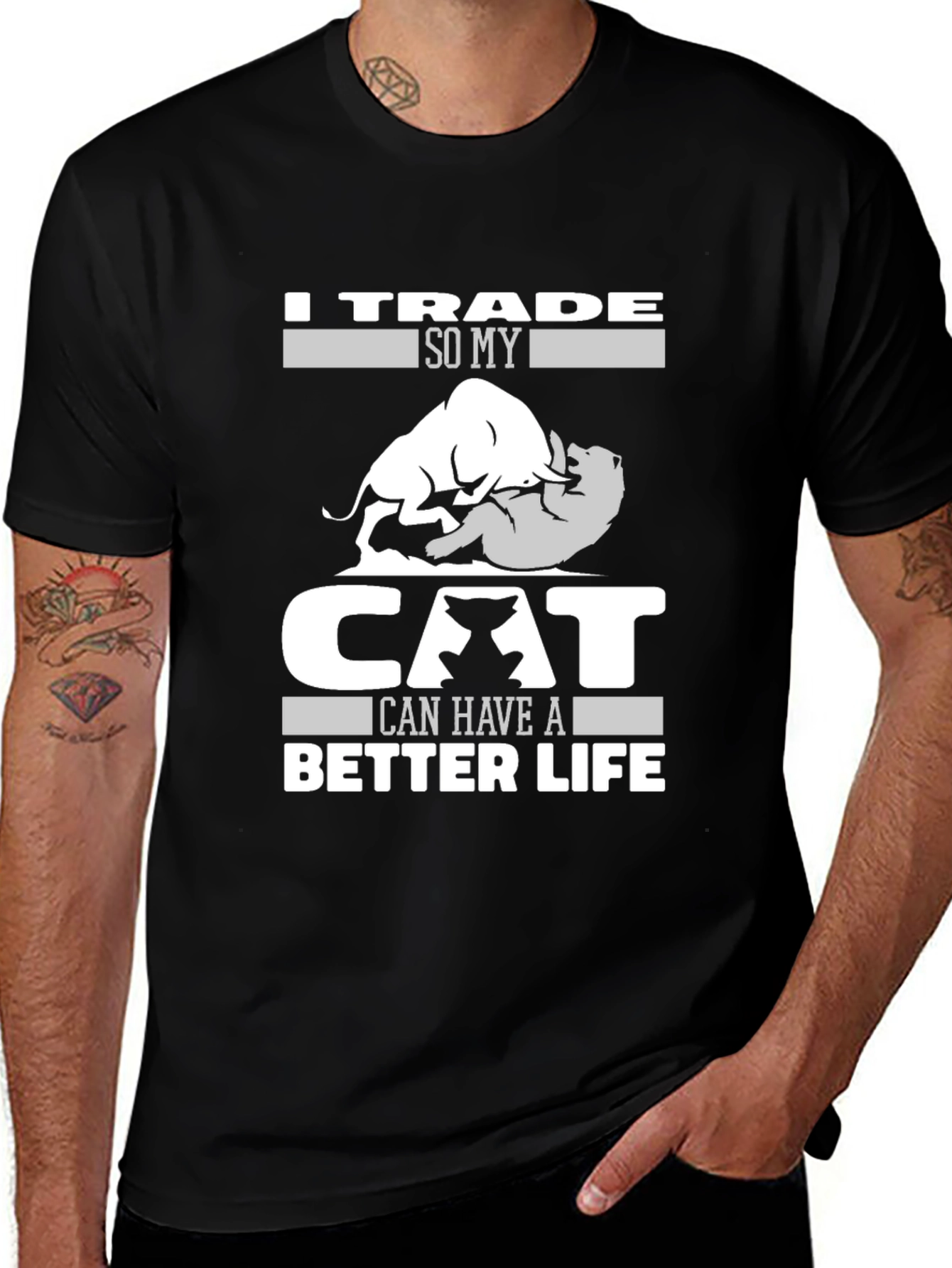 Trader Cat Lover Humor Graphic Tee