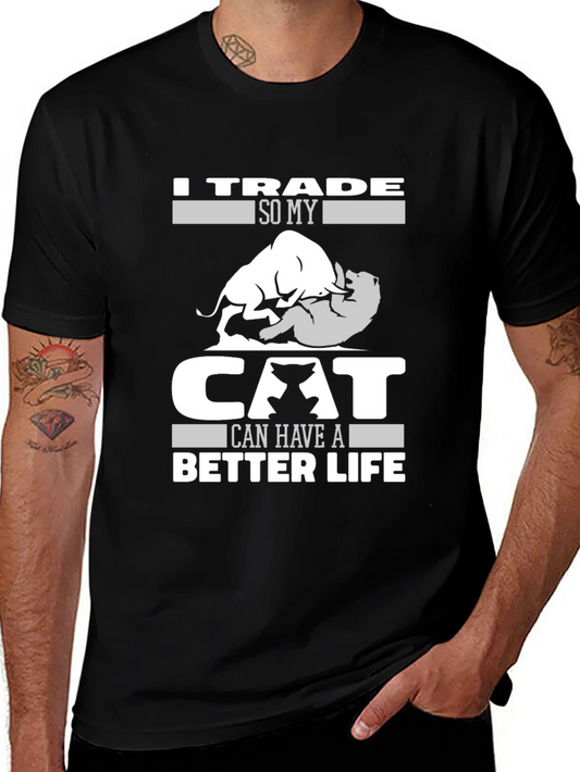 Trader Cat Lover Humor Graphic Tee