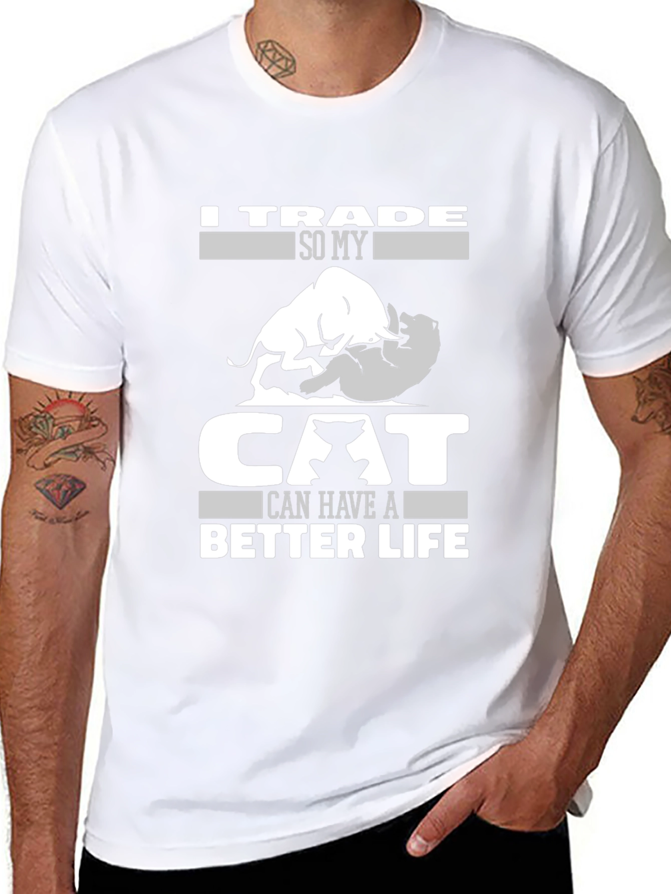 Trader Cat Lover Humor Graphic Tee