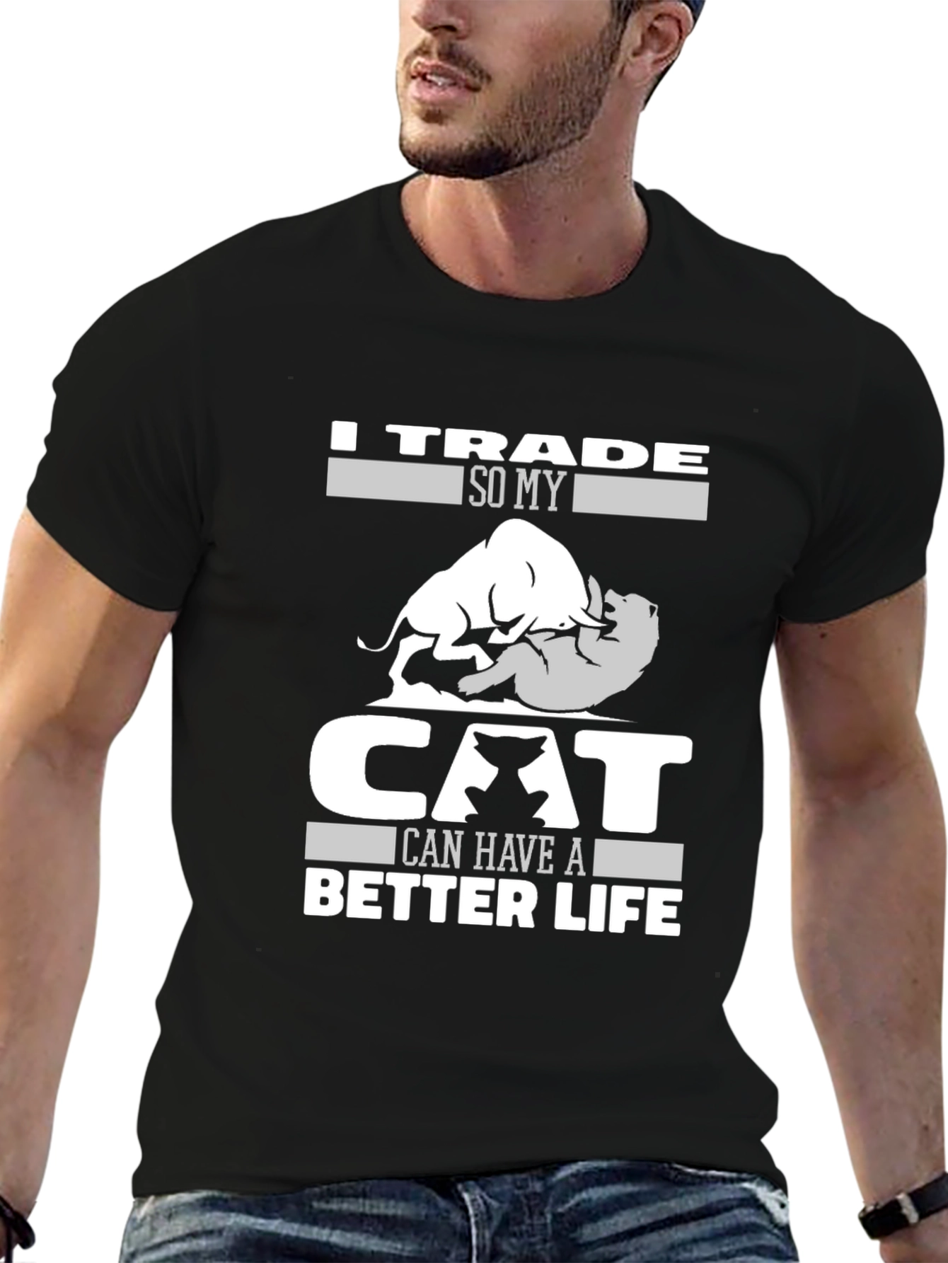 Trader Cat Lover Humor Graphic Tee