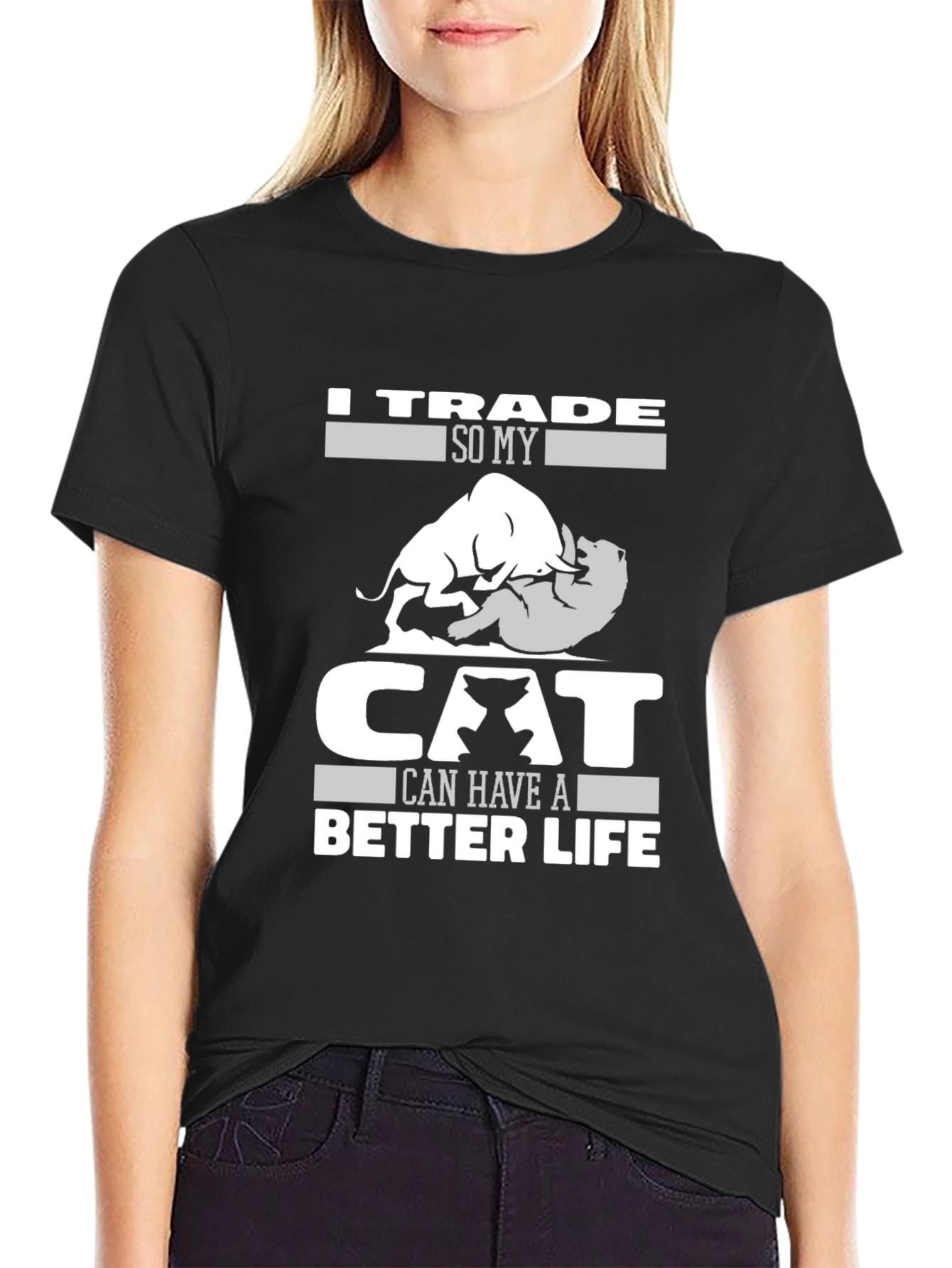 Trader Cat Lover Humor Graphic Tee