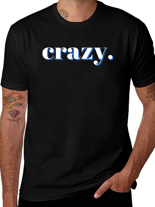 Crazy Graphic Print Black T-Shirt