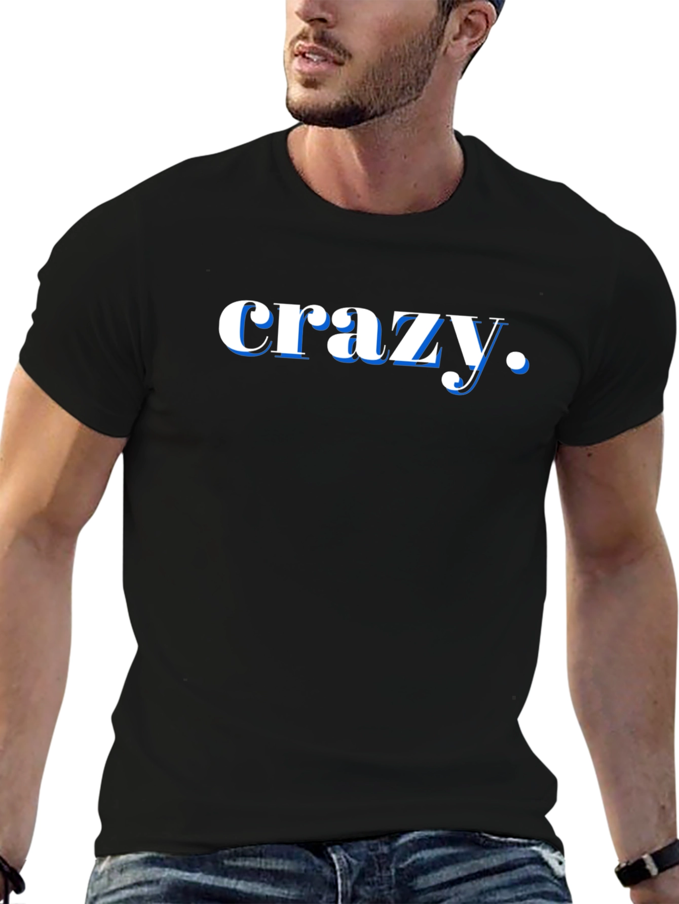 Crazy Graphic Print Black T-Shirt