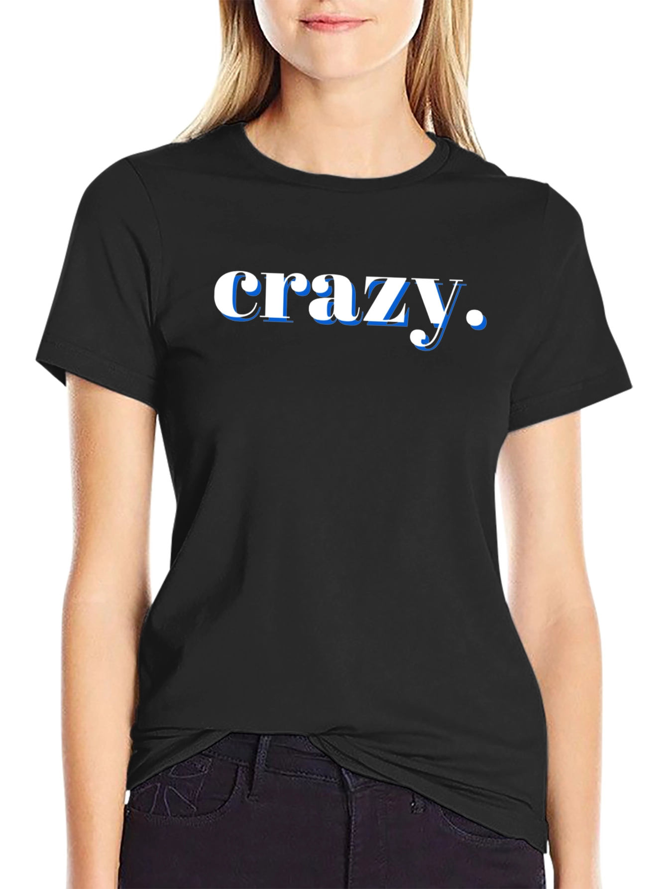 Crazy Graphic Print Black T-Shirt