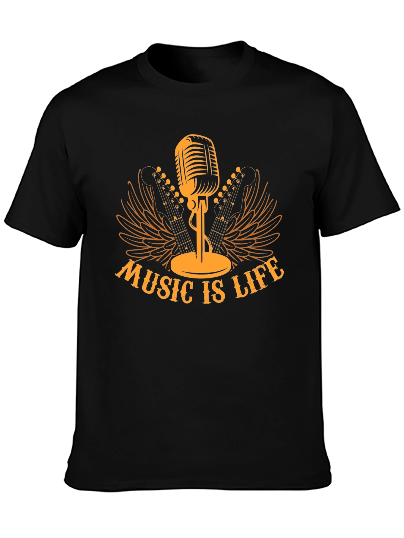 Music is Life Black T-Shirt