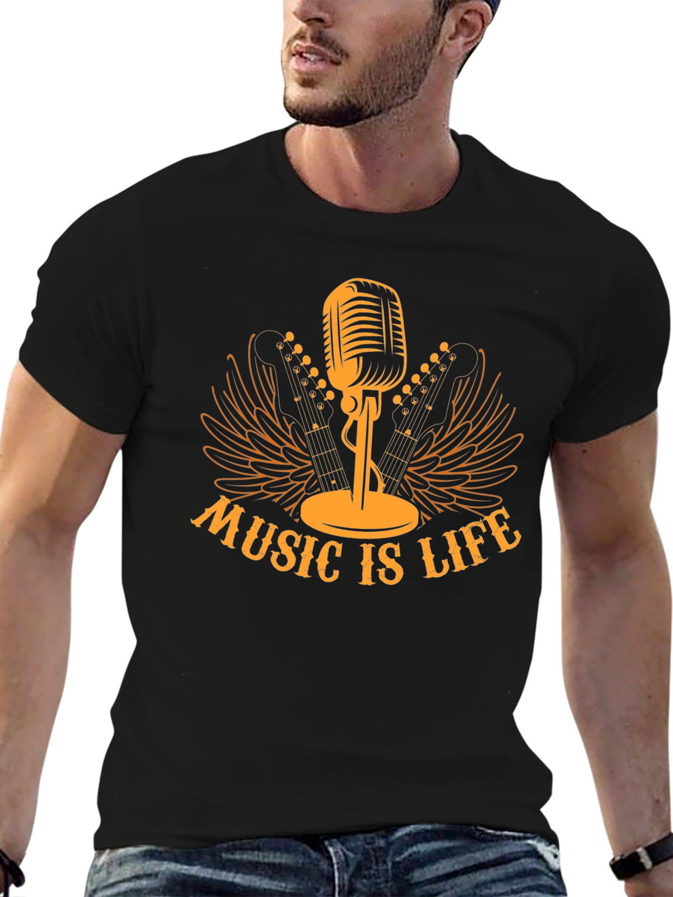 Music is Life Black T-Shirt