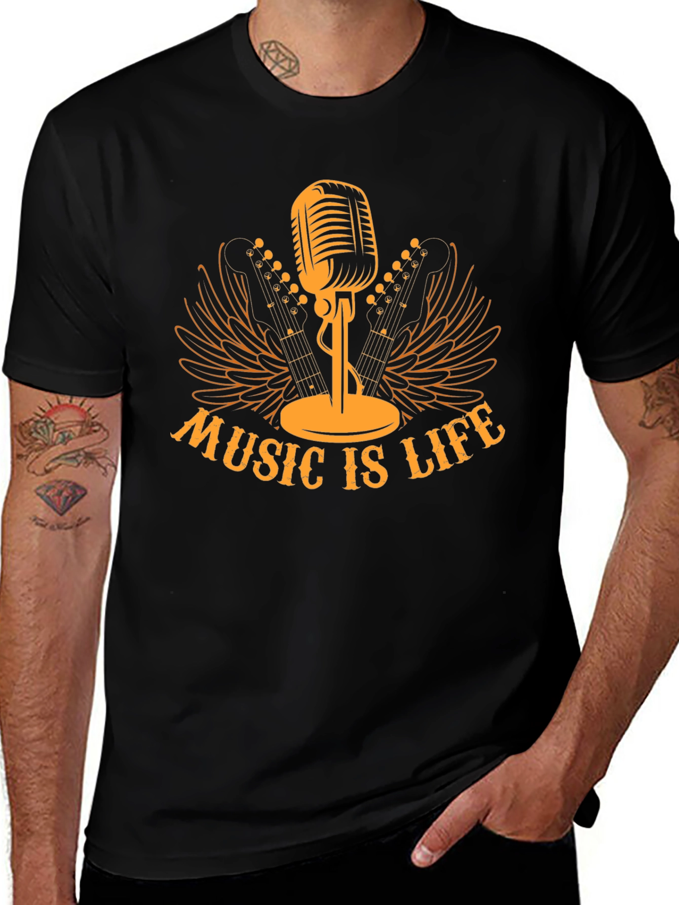 Music is Life Black T-Shirt
