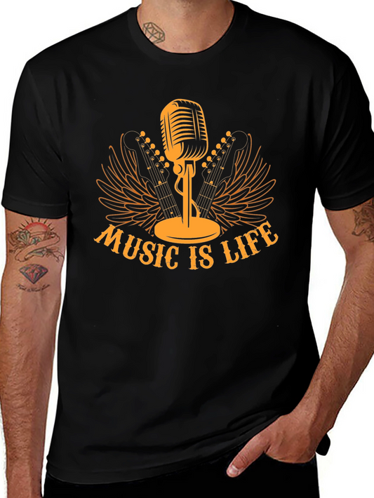 Music is Life Black T-Shirt
