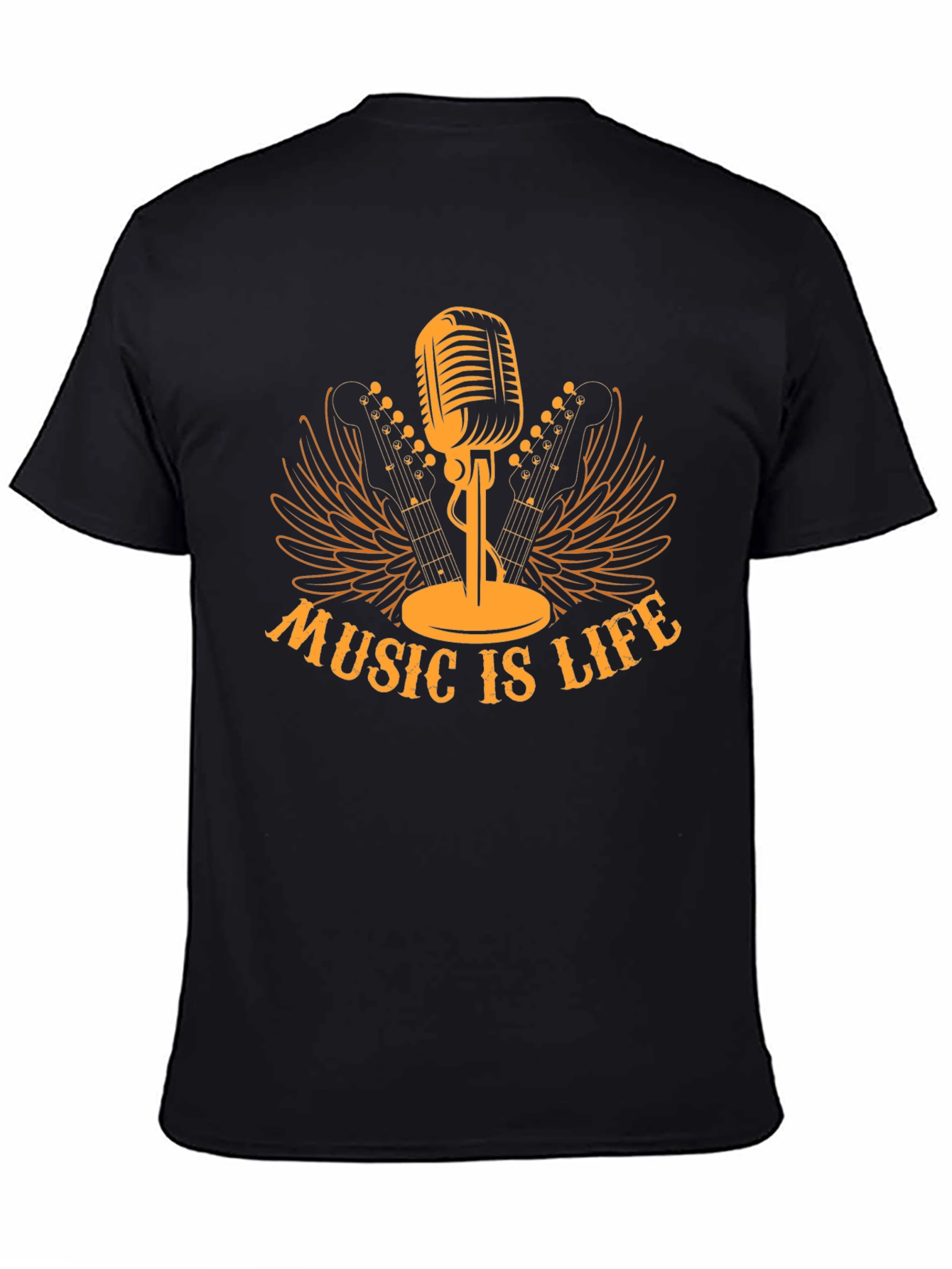Music is Life Black T-Shirt